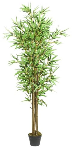 vidaXL Bambou Artificiel 1288 Feuilles, Arbre avec Pot en Plastique, Fausse Plante, Decoration d'Entrée Salon Bureau Jardin Patio, 180 cm Vert