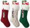 SOMYTING Lot de 3 Chaussettes de Noël tricotées en Laine avec étiquettes nominatives Chaussettes de Noël décoratives pour fête de Noël, décorations de Noël et Cadeaux pour Enfants