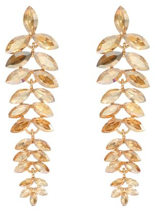 FDEETY Pendientes Largos Cascada Hojas Cristal Brillante Elegantes Colgantes Mujer Fiesta Boda Noche Joyas Femeninas
