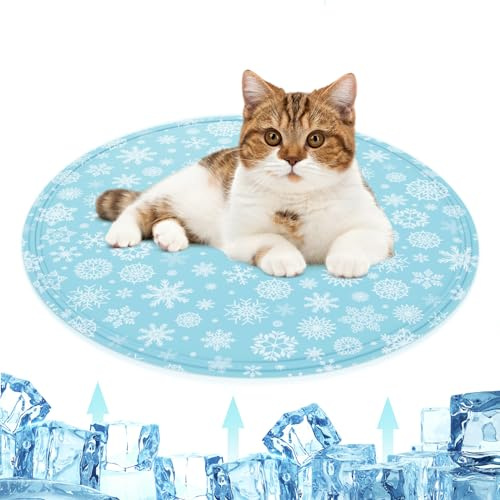 PETTOM Kühlmatte Hund Katze, Kühlmatte für Hunde Selbstkühlend, Hunde Kühldecke für Sommer, Kühldecke für Katzen Kratzfest Ø 40cm
