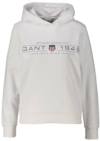 GANT Damen Reg Shield Hoodie Kapuzenpullover, Weiß, L EU