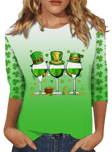 AMDOLE Today Show Deals of The Day Tunique T-Shirt imprimé Verre à vin Vert dégradé à Manches et col Rond pour Femme Chandails Tuniques Longues pour Femmes Hiver Shoes for Warehouse Deals Today