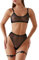 Women Lingerie Set See-Through Sexy Mesh Bra Sheer Wireless Unlined Brassiere Breathable with High Waist Ultra-thin Mesh Underwear Panties Brief Black White + 2 Garters (Black with Polka Dots, L)