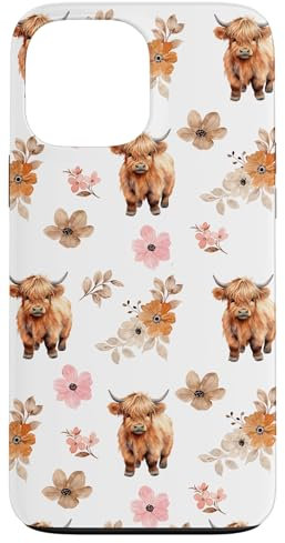 iPhone 13 Pro Max Western Boho Highland Cow Floral Cute Cows Country Girl Case