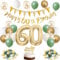 60. Geburtstag Deko Frau Mann,Deko 60 Geburtstag Avocado Grün,60 Geburtstagsdeko Grün Weiß Gold Luftballons mit Banner Dekorationen,Konfetti 60 Geburtstags Deko für 60 jahre Geburtstagsdeko