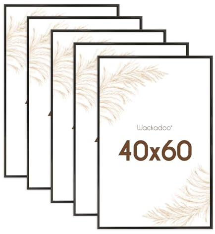 Wackadoo Bilderrahmen 40x60 Schwarz 5er Bilderrahmen Set Fotowand Fotorahmen mit Glasscheibe Kunststoff Picture frame