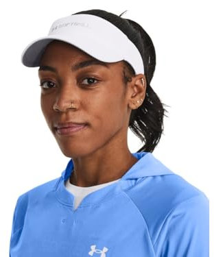 Under Armour Damen UA Blitzing Softball-Visier, verstellbar mit Schweißband OSFM, Weiß-Halo-Grau, Einheitsgröße