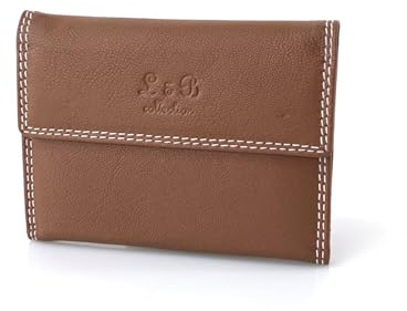 BUFFALO HILL L&B Collection Ausweis Hülle I Rindsleder Mappe I Echtleder Case I Querformat Herren & Damen Etui I RFID-Schutz I Führerschein I Kreditkarte I 12 Fächer I 2321 (Tan)