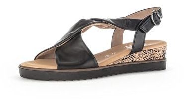 Gabor Damen Keilsandalen, Frauen Sandalen,Leichte Mehrweite (G),Wedge-Heel,bequem,Sommerschuhe,Freizeitschuhe,schw.(KorkTS/schw),40.5 EU / 7 UK
