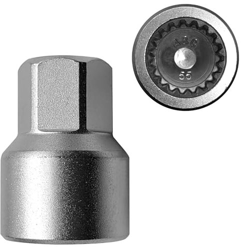 Écrou de roue - Adaptateur de clé à douille - Outil pour enlever les écrous de roue pour antivol - Clé de rechange - Compatible avec Porsche 55