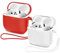 2PCS Mocarheri Silikon Hülle Schutzhülle Kompatibel mit AirPods 4 Gen (2024), Silikon Stoßfeste Weiches Schutzhülle für AirPods 4, Front-LED Sichtbar (Rot/Weiß)
