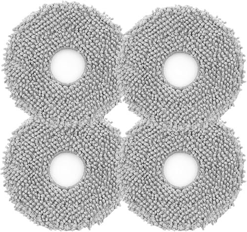 roborock Washable Vacuum Mop Cloths, Compatible with Qrevo Curv Robotic Vacuums, Washable and Reusable Soft Mopping Pad Replacement Accessories - 4 Pcs