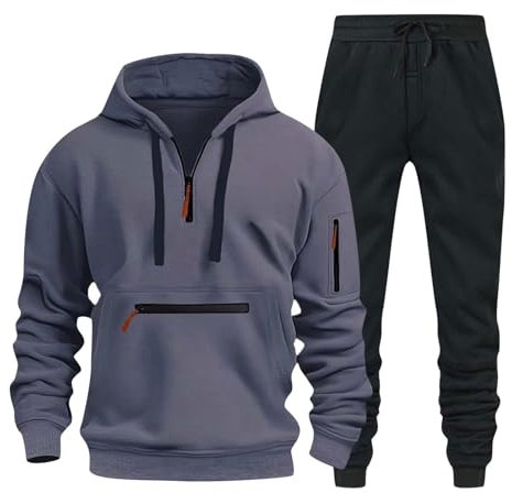 Pamqsen Herren Trainingsanzug Jogginganzug Herren Oversized Trainingsanzug 2 Teilig Baumwolle Pullover Mit Kapuze Baggy Jogginghose Jogginganzug Sportanzug Kapuzenpullover Set Hoodie Tracksuit