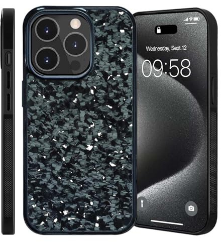 Bpoeee Forged Carbon Fiber Phone Case, Carbon Fiber Phone Case for iPhone (Silver, 13)