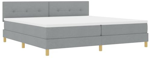 vidaXL Boxspringbett mit Matratze Hellgrau Polsterbett 200x200 cm Modernes Design Stoff für Erwachsene mit Massivholzbeinen Einfache Montage und Komfort Schlafzimmermöbel Matratzenauflage Schaumtoppe