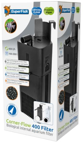 Superfish Corner-Flow 400 Innenfilter für Aquarien, Weiß