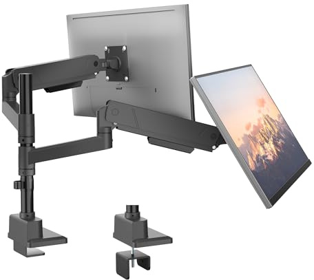 monTEK Taller Dual Monitor Arm for 17-35 in, Holds 16 kg/arm, VESA 75/100mm | Enjoy effortless tilt, swivel & rotation, plus tidy cable management, quick VESA mounting, ideal for work, studio, or gaming.