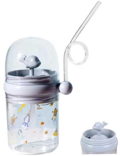Wal-Schnabelbecher, 260 ml, süßer Wal-Brunnenbecher, auslaufsichere, wiederverwendbare Wasserflasche mit Strohhalm für Party, Schule, Strand, blau, Tasse