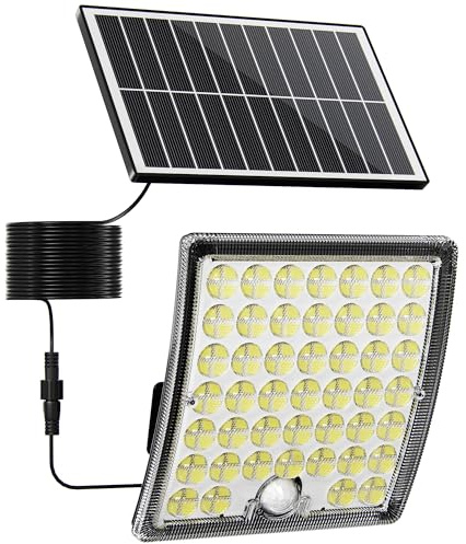 RIXGLEAM Solarlampen für Außen mit Bewegungsmelder, Solar Lampe Outdoor mit linsenfokussierte LED, 3 Modi LED Solarleuchten für Aussen, 5m Kabel, Monokristallines Solarpanel, IP65 wasserdicht, 1 Stück