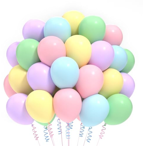 Luftballons Pastell,100 Stück Makronen Ballons,Helium Ballons Bunt,Regenbogen Luftballons,Geburtstagsdeko Mädchen Hochzeit Babyparty Party Deko