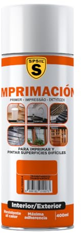 SPSIL Imprimación Universal Spray Trasparente 400ml,Imprimante Multisuperficie para Plástico,Cerámica,Metal,Vidrio y Madera,Fijación Intensa,Preparación Profesional para Pintado