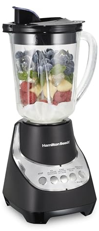 Hamilton Beach Wave~Action Quiet Blender, 48 oz. Glass Jar, 12 Blending Functions, Black, 53530F