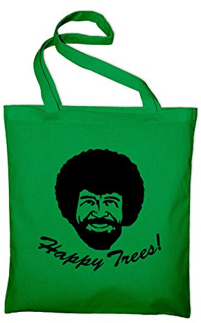 STYLETEX23 Bob Ross Happy Trees Jutebeutel Baumwolltasche, grün