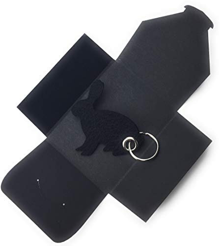filzschneider Schlüsselanhänger aus Filz - Hase - sitzend/Ostern - schwarz - als Geschenk und Glücksbringer