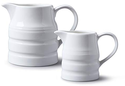 WM Bartleet & Sons 1750 TSET8 Porcelain Traditional Churn Jugs Set of 2 (284 ml, 1 Pint), White