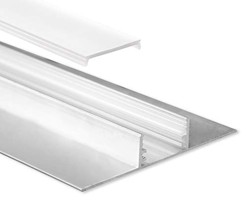 LED Aluminium Trockenbauprofil T5 Sabik 2 Meter inkl. Abdeckung Opal milchige Abdeckung 2m (Abdeckung C1 IP20 für Led Streifen