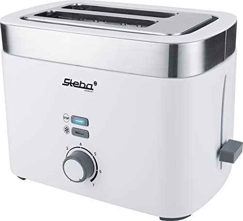 Steba Toaster TO 10 Bianco | Doppel-Schlitztoaster f?r 2 Scheiben Toast | 7 Br?unungsstufen einstellbar | 3 Funktionen: Toasten, Auftrauen, Stoppen | Automatische Brotscheibenzentrierung