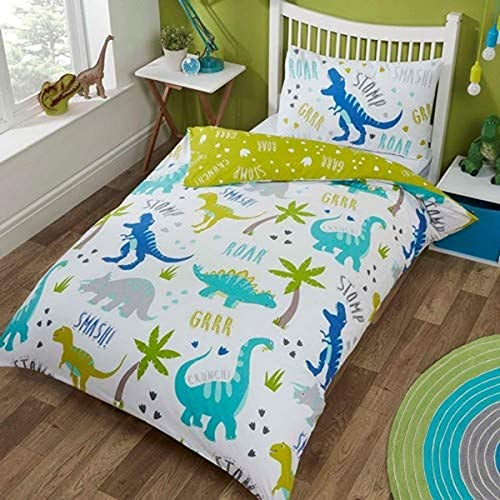 Rapport Roarsome Dinosaurier-Bettwäsche-Set, wendbar, für Einzelbett, Kidz