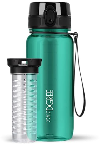 720°DGREE Water Bottle “uberBottle“ - 650 ml crystalClear +Fruit-Infuser - BPA-Free Tritan, Leakproof, Reusable Drinking Bottle - Sports Bottle for Gym, School, Fitness, Cycling, Travel, Office