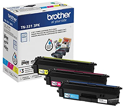 Brother Genuine Standard-Yield Color Toner Cartridge Three Pack TN331 3PK -Includes one Cartridge Each of Cyan, Magenta & Yellow Toner