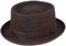 Gladwin Bond Pork Pie Hut aus Leder, handgefertigt, 100 % Schafsfell mit Futter für Herren und Damen, Winter- und Sommer, Leder Gr. XL 61 cm, braun