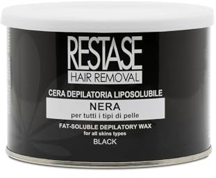 RESTASE | Cera Depilatoria Liposolubile nera, per Tutti i Tipi di Pelle, 400 ml, Made in Italy