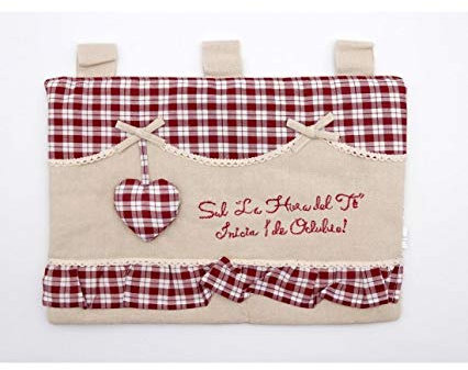 Blanco raya - Copriforno Imbottito in Stoffa Stile Country con Cuore Pendente Fantasia quadrettata: d1. - Rosso, Copriforno, Poliestere