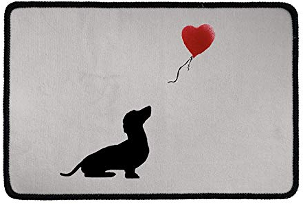 Showudesigns Dachshund Heart Doormat with Rubber Backing for Indoor Outdoor Entrance Front Door, Cute Funny Door Mat Rug Absorbent Non Slip Modern Floor Mat Decorative Kitchen Bedroom Kids
