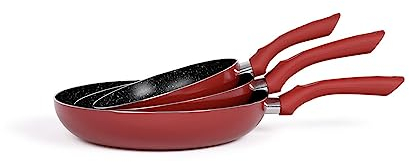 Livoo - Set de 2 poêles aspect pierre MEN124GR - Ø 24, Ø28 cm, antiadhésif, finition aspect pierre, manche soft touch, compatibilité tous feux