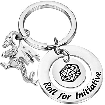 AKTAP Spielinspirierter Schlüsselanhänger, Drachen, Schmuckrolle für Initiative, RPG, Geschenk für Gamer, Schlüsselanhänger, Stahl