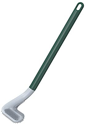 Tigergirl Long-handled Toilet Brush Golf Silicone Toilet Brush Curved Toilet Brushes No Dead-end Wall-mounted Long-handled Cleaning Brush Without Anti-leakage Base, Army Green 2