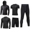 HZQIFEI Herren 5 Stücke Sport Anzug Fitness Anzug Schnelltrocknend Strumpfhosen Laufanzüge Kompression Shirt Gym Training Lauf Trainingsanzüge (Stil#7, XXL)