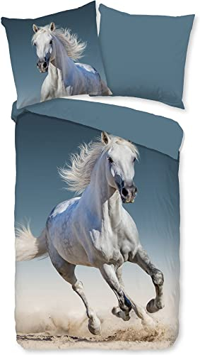 Good Morning! Wendebettwäsche Star Flanell Jeansblau Größe 135x200 cm (80x80 cm)