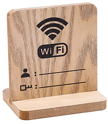 GORGECRAFT Holz-WiFi-Schild Passwort Holz Freistehender Board-Display-Halter Mit Holzsockel Für Heim- Oder Geschäftstisch-Büro