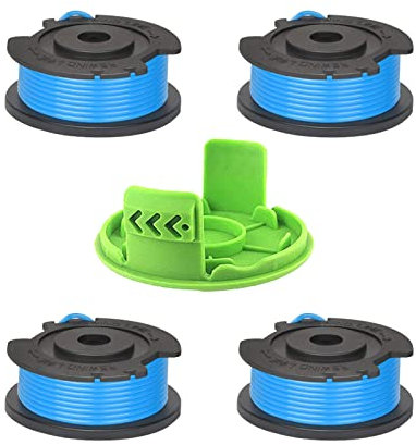 CDIYTOOL String Trimmer Replacement Spools, 0.065 16ft Spool lines Compatiable With 24 Volt Greenworks G24LT, G24LTK2, G24LT30M & G24LT30MK2 string trimmers (4 Spools + 1 Cover)