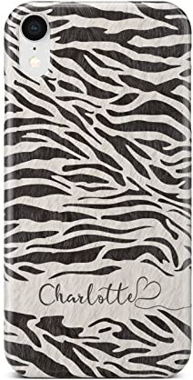 iCaseDesigner Personalised Name with Heart Animal Print Phone Case Compatible with iPhone X/XS. 8. Zebra Print