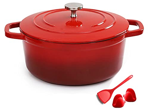 YLWX Four Hollandais En Fonte 3,1 L, Cocotte À Induction For La Cuisson, Marmite Hollandaise Émaillée, Pot En Terre Cuite (Color : Rouge)