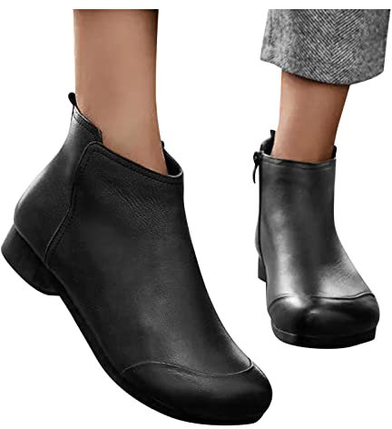 Kobilee Stivaletti Donna Bassi Morbidi Autunnali Invernali Chunky Anfibi con Tacco Eleganti Stringati Cowboy Stivali Calzino Stivaletti Pelle Scamosciati Comode Ankle Chelsea Boots