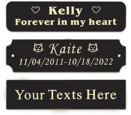 Size: 3 W x 0.75 H, Metal Engraved Name Plate for Trophy, Frames, Urn, Engraved Plates with Adhesive or Screw Customized, Personalized Memorial Plaque -Gold Letters