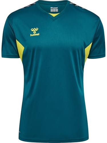 hummel Herren Hmlauthentic Pl Jersey S/S T-Shirt, Blue Coral/Sulphur Spring, M EU